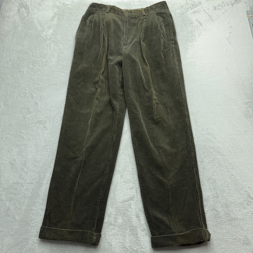 Banana Republic Smithfield Corduroy Pants Mens 32R Pleated Straight Green Cotton